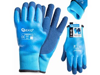 Voděodolné, zateplené pracovní rukavice, jersey - latex, velikost 9 - GEKO