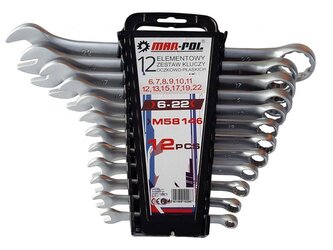 Klíče očkové-otevřené 12ks 6-22mm CrV MAR-POL, klip
