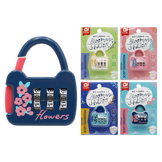 3místný zámek na kufřík (směs s motivem kvetoucí sezóny)