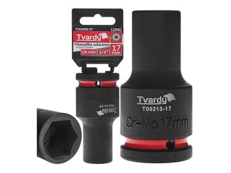 Rázová nástrčná hlavice prodloužená 3/4", 17 mm, CrMo - TVARDY Rázová nástrčná hlavice prodloužená 3/4", 17 mm, CrMo - TVARDY