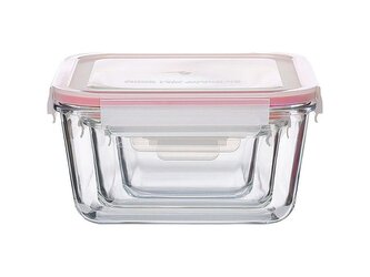 Dóza na potraviny čtvercová, borosilikátové sklo/PP, Clip, sada 3 ks - MagicHome