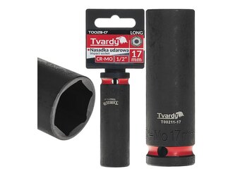 Rázová nástrčná hlavice prodloužená 1/2", 17 mm, CrMo - TVARDY Rázová nástrčná hlavice prodloužená 1/2", 17 mm, CrMo - TVARDY