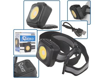 Čelovka reflektorová LED COB 3W, 500mAh, s nastavitelnou hlavou, USB nabíjení, nárazuvzdorná KELTIN