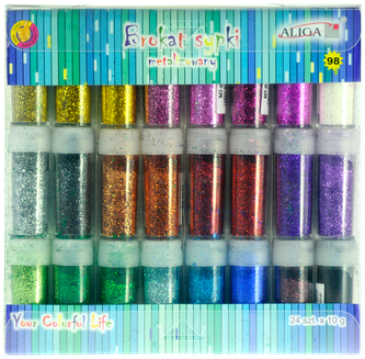 Brokat metalizowany 10g displ. 24-kol. MT-0222, Aliga