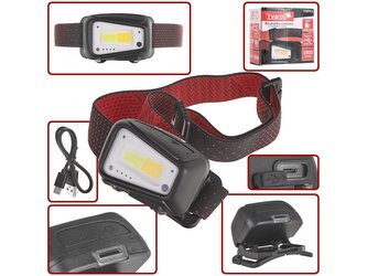 Čelovka s pohybovým senzorem, COB LED 5W+3W, 520lm, USB nabíjení TVARDY Čelovka s pohybovým senzorem, COB LED 5W+3W, 520lm, USB nabíjení TVARDY