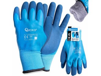 Voděodolné, zimní pracovní rukavice, bavlna - latex, velikost 8 - GEKO
