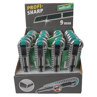 Nóż z ostrzem 9 mm pro-sharp, metalowy, Wolfcraft Nóż z ostrzem 9 mm pro-sharp, metalowy, Wolfcraft