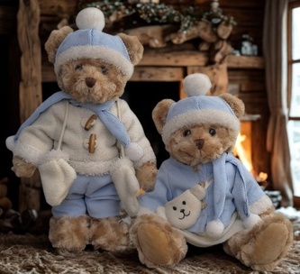 Pár medvídků v zimním obleku 30 cm - limitovaná edice