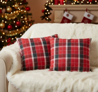 Návlek na Polštář, Horské červené káro, 40 x 40 cm