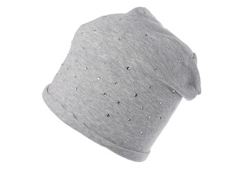 Bavlněná čepice s kamínky dámská - 1 ks - 1 šedá nejsvětlejší