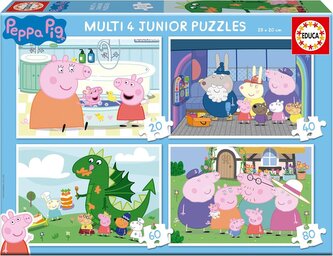 EDUCA Puzzle Prasátko Peppa 4v1 (20,40,60,80 dílků)