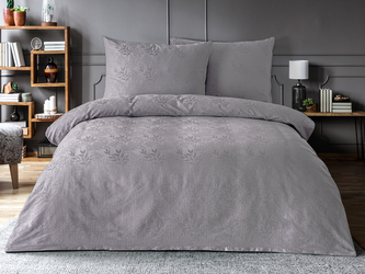 Luxusní žakárové povlečení 220x200, 70x90cm listy světle šedé