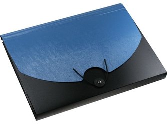 Teczka A4 z gumką 13 przegródek czarno-niebieska