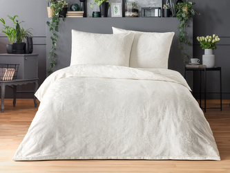 Luxusní žakárové povlečení 140x220, 70x90cm listy smetanové