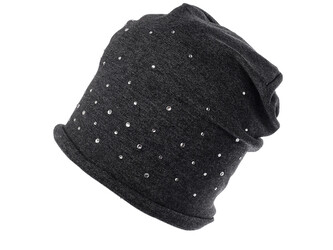 Bavlněná čepice s kamínky dámská - 1 ks - 5 šedá tmavá