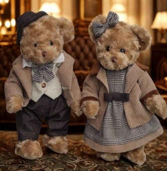 Pár medvídků ve vintage oblečcích 35 cm - limitovaná edice