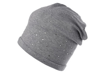 Bavlněná čepice s kamínky dámská - 1 ks - 2 šedá