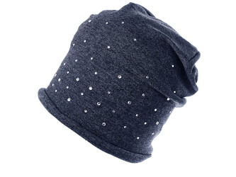 Bavlněná čepice s kamínky dámská - 1 ks - 3 modrá jeans