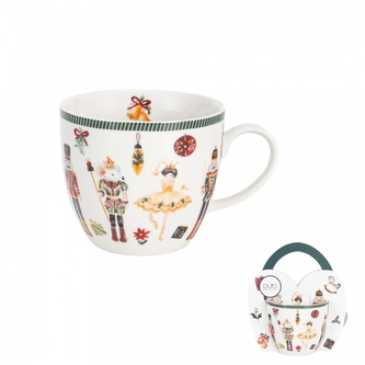 Porcelánový hrnek VÁNOČNÍ LOUSKÁČEK, 460 ml v papírovém košíku Porcelánový hrnek VÁNOČNÍ LOUSKÁČEK, 460 ml v papírovém košíku