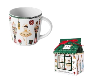 Porcelánový hrnek VÁNOČNÍ LOUSKÁČEK, 400 ml v papírovém domečku
