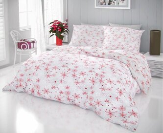 Vánoční povlečení 140x220, 70x90cm VLOČKY červenošedé