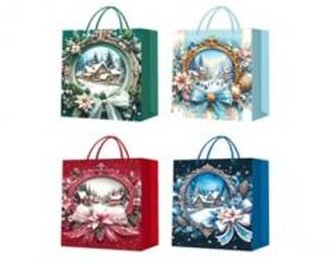 Torebka prezentowa S Boże Narodzenie brokat mix
