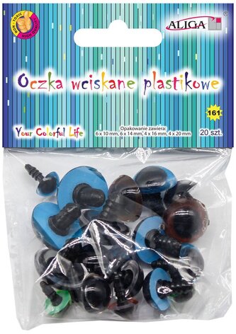 Oczy plastikowe, wciskane 20szt., Aliga