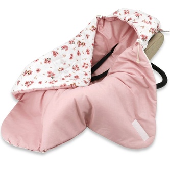 Zavinovací deka s kapucí bavlna, 90x90cm, Kačenky - bílá, pudrově růžová; bílá, pudrově růžová
