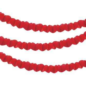 Girlanda Červená srdce, papír 2 m x 8,5 x 8,5 cm (2 ks)