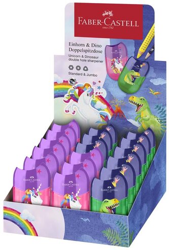 Temperówka podwójna Jednorożec / Dinozaury, Faber-Castell Temperówka podwójna Jednorożec / Dinozaury, Faber-Castell