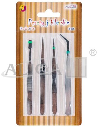 Zestaw pęset jubilerskich SJ-9776 rozm. 119mm, op. 4szt., Aliga