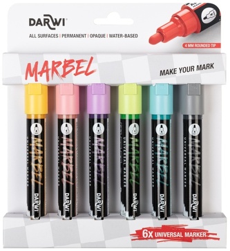 Markery akrylowe 6-kol. 4mm pastelowe, Darwi