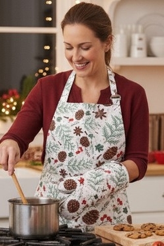 Forbyt Kuchyňská vánoční zástěra Šišky BY101 70x90 cm