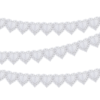 Věnec Bílá srdce, papír, 3 m