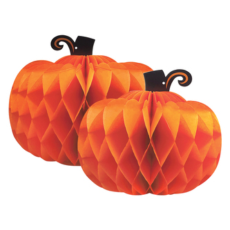 Dekorace Dýně (2 ks), papír, závěsné 30 x 23 cm a 25 x 20 cm, Halloween