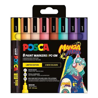 Posca sada popisovačů PC- 5M - MANGA HERO (8 ks)