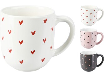Hrnek keramika srdíčka, v mixu barev 300 ml
