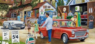 GIBSONS Panoramatické puzzle Tankování před cestou 636 dílků
