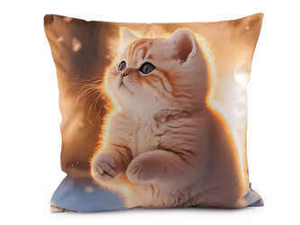 Sametový povlak na polštář pes, kočka 45x45 cm - 1 ks - 1 béžová tm. kočka