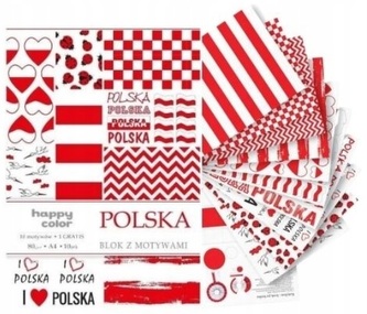 Blok z motywami Polska 80g/m2  A4 16 ark.27 motywów,Happy Color Blok z motywami Polska 80g/m2  A4 16 ark.27 motywów,Happy Color