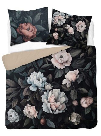 DETEXPOL Francouzské povlečení 3D Pivoňky na černém micro Polyester - mikrovlákno, 220/200, 2x70/80 cm