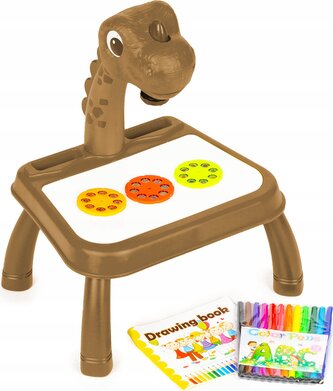 ECOTOYS Kreslící tabule s projektorem Dinosaurus hnědý