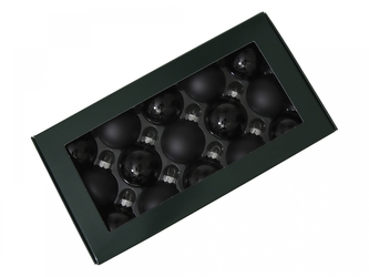 Sada vánočních skleněných baněk 4 cm, černé, 15 ks