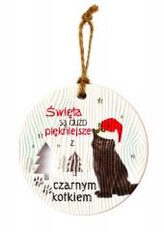 Zawieszka ceramiczna Boże Narodzenie kot czarny