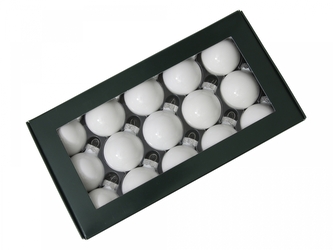 Sada vánočních skleněných baněk 4 cm, bílý opál, 15 ks