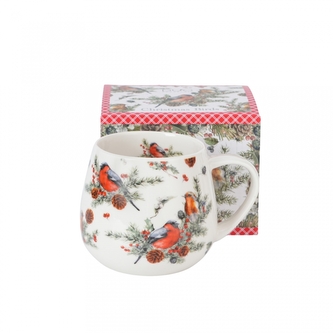 Porcelánový hrnek soudek VÁNOČNÍ PTÁČCI 1, 430 ml