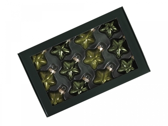 Sada vánočních skleněných baněk - hvězdičky 4 cm, borovicový opál, 12 ks