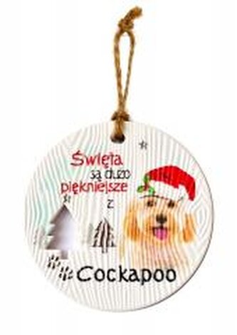 Zawieszka ceramiczna Boże Narodzenie Cockapoo