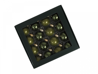 Sada vánočních skleněných baněk 3 cm, borovicový opál, 16 ks