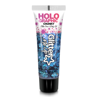 PaintGlow Glitrový gel holografický Chunky  Cosmic blue- modrý 12 ml